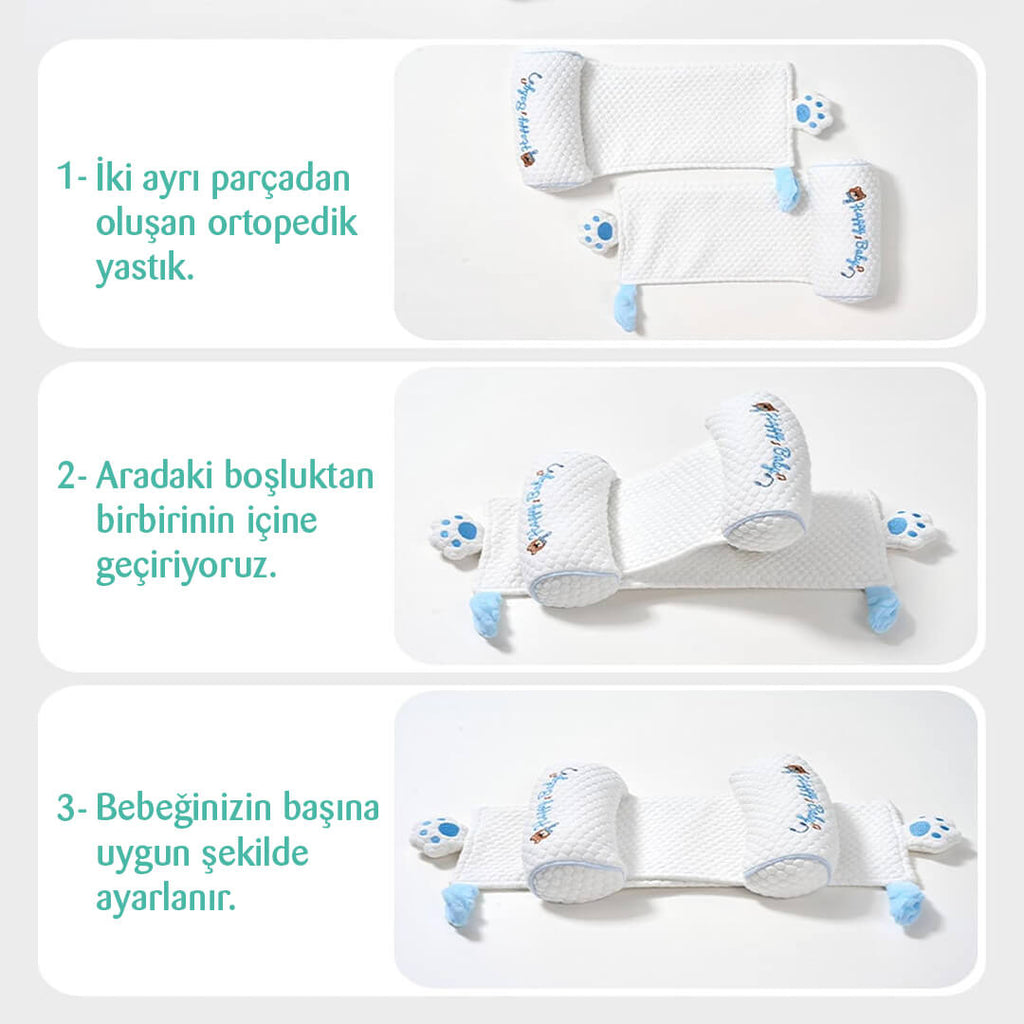 Ortopedik Bebek Düz Kafa Destek Yastığı BEBEPİA