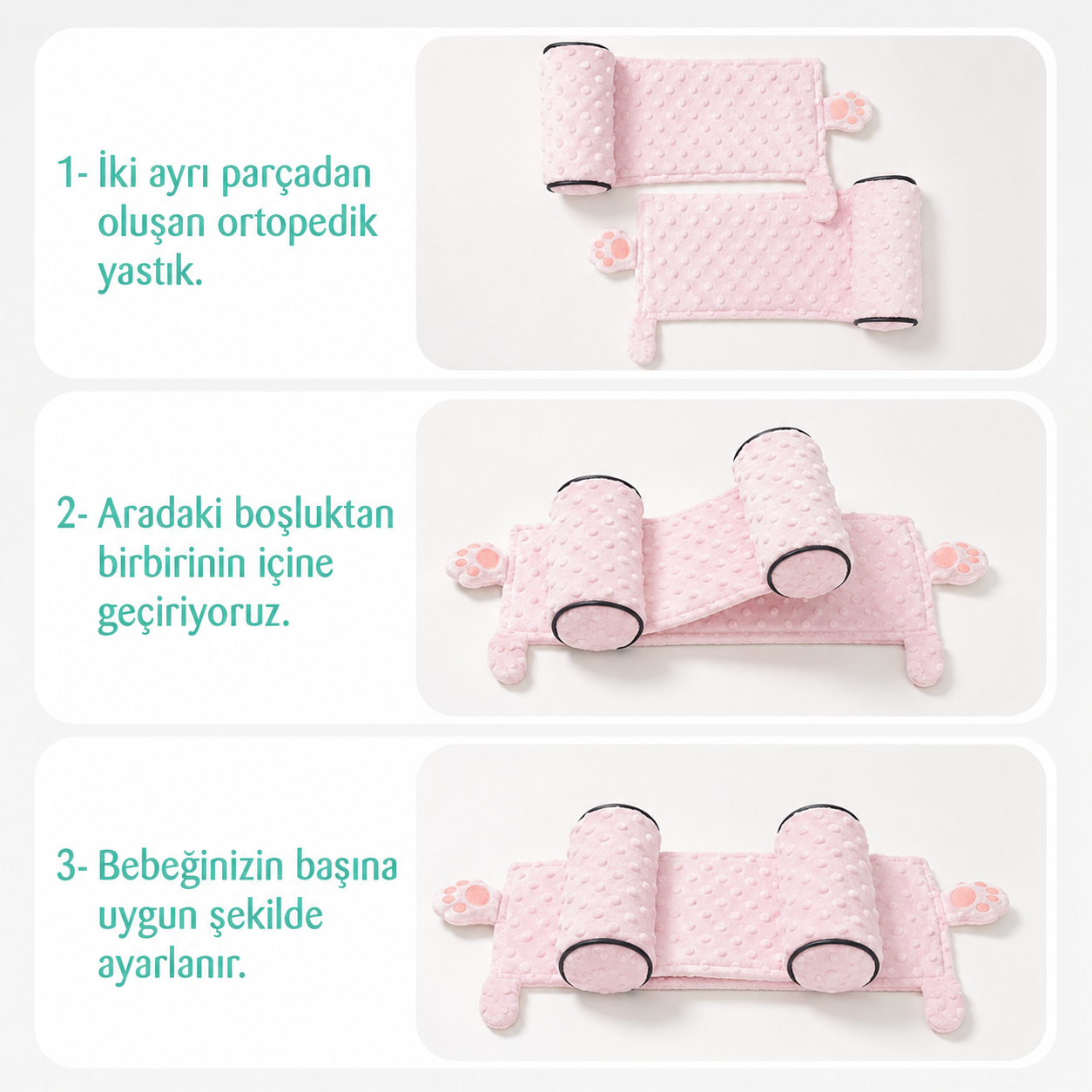 Ortopedik Bebek Düz Kafa Destek Yastığı BEBEPİA