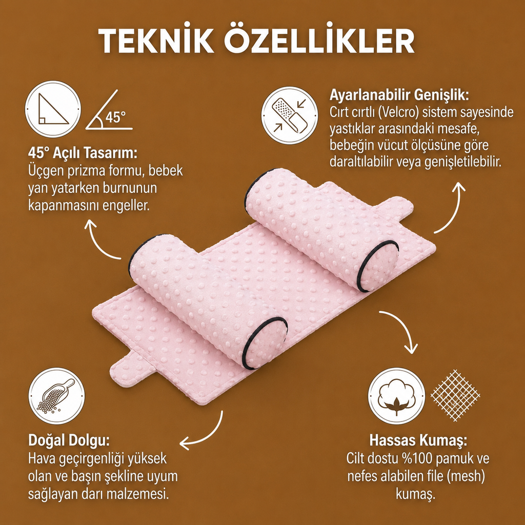 Ortopedik Bebek Düz Kafa Destek Yastığı BEBEPİA