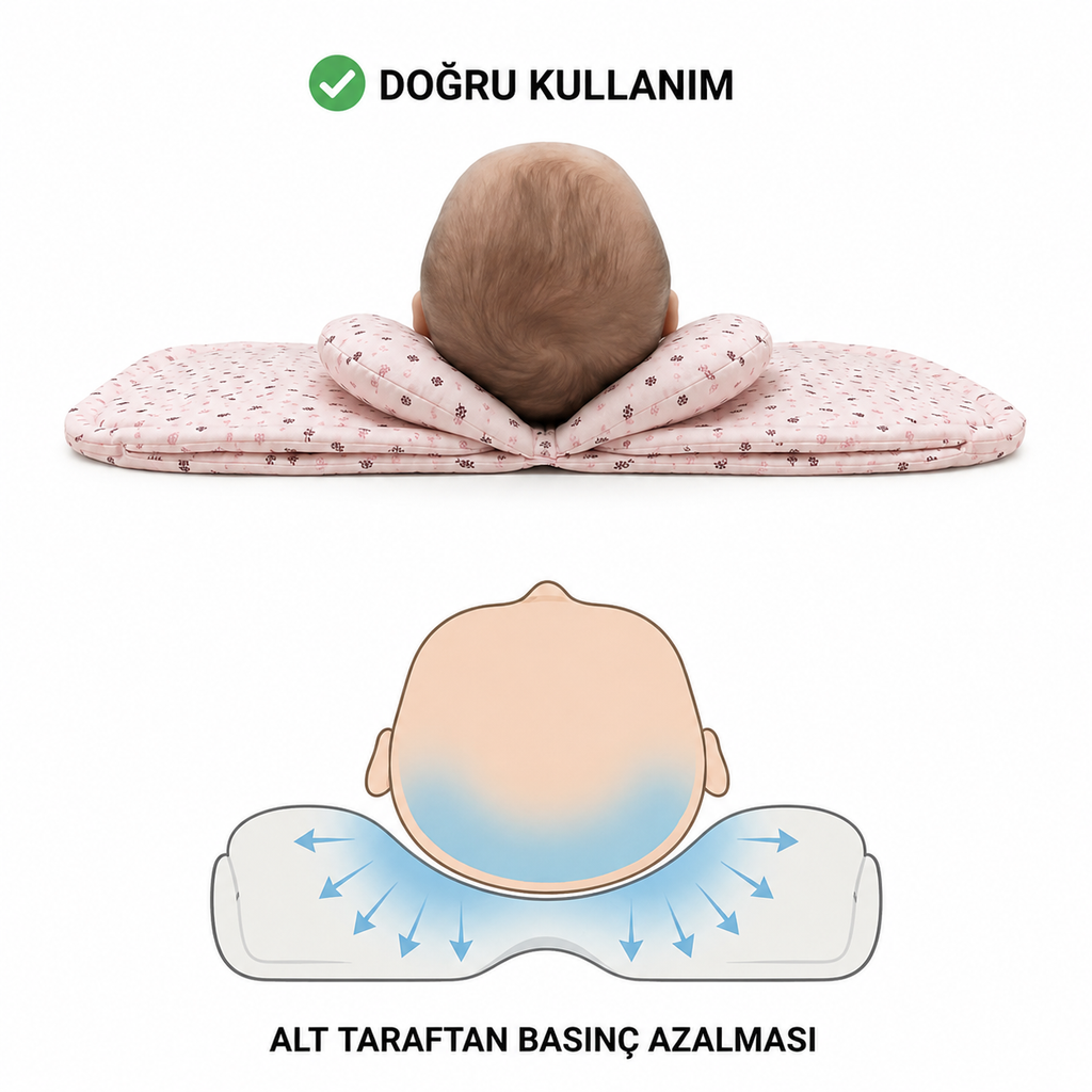Ortopedik Bebek Düz Kafa Destek Yastığı BEBEPİA