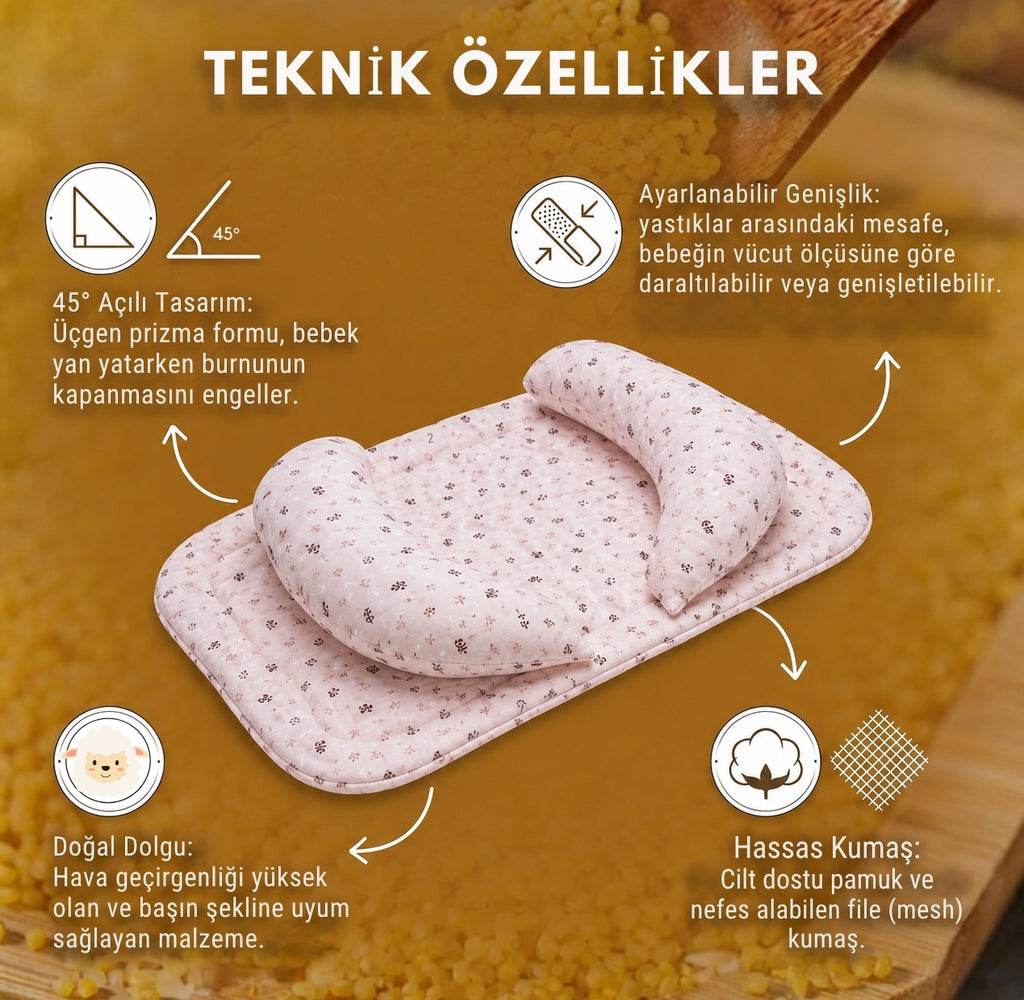Ortopedik Bebek Düz Kafa Destek Yastığı BEBEPİA