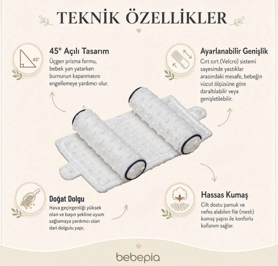 Ortopedik Bebek Düz Kafa Destek Yastığı BEBEPİA