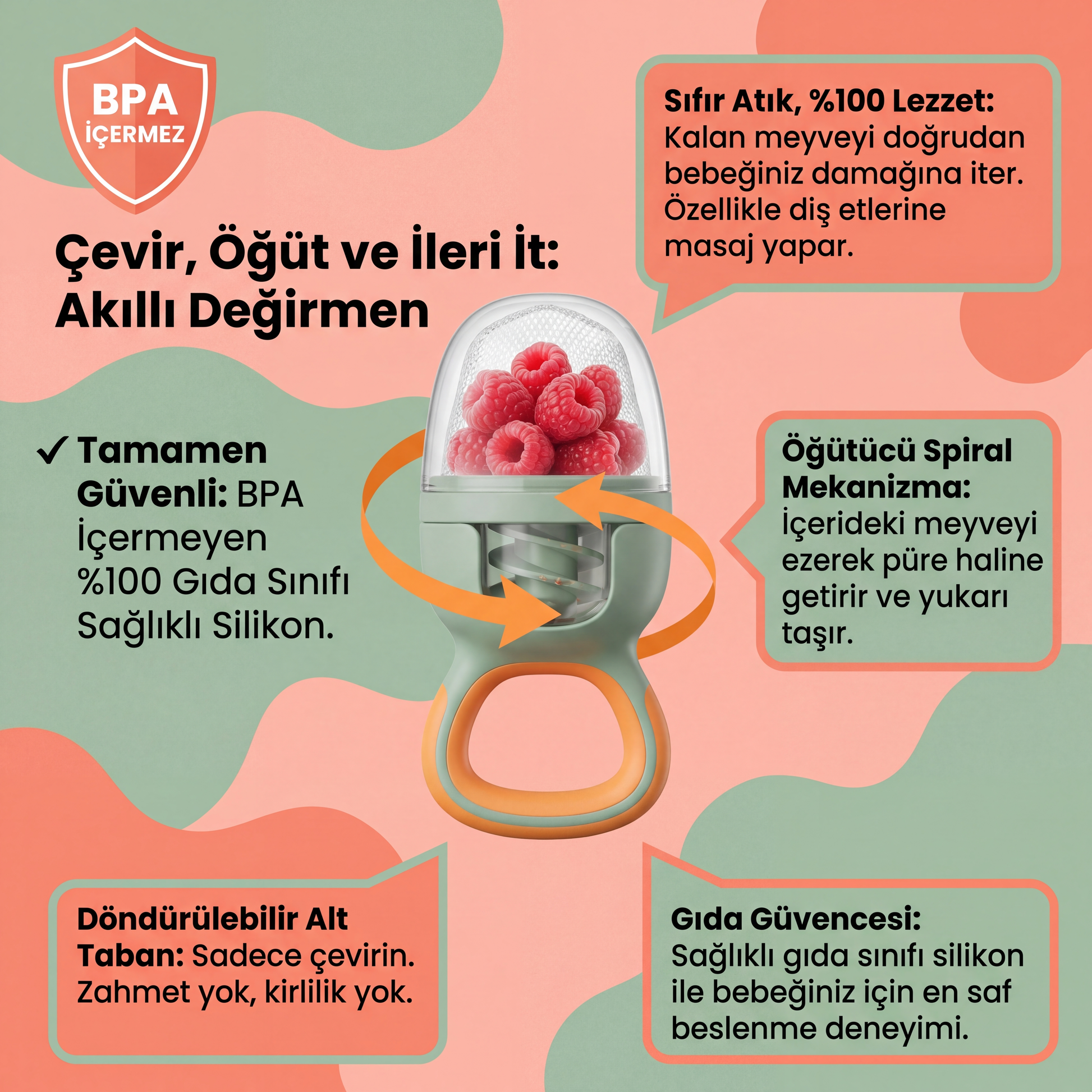 Bebepia Emzik ve Diş Kaşıyıcı Bebek Meyve Süzgeci