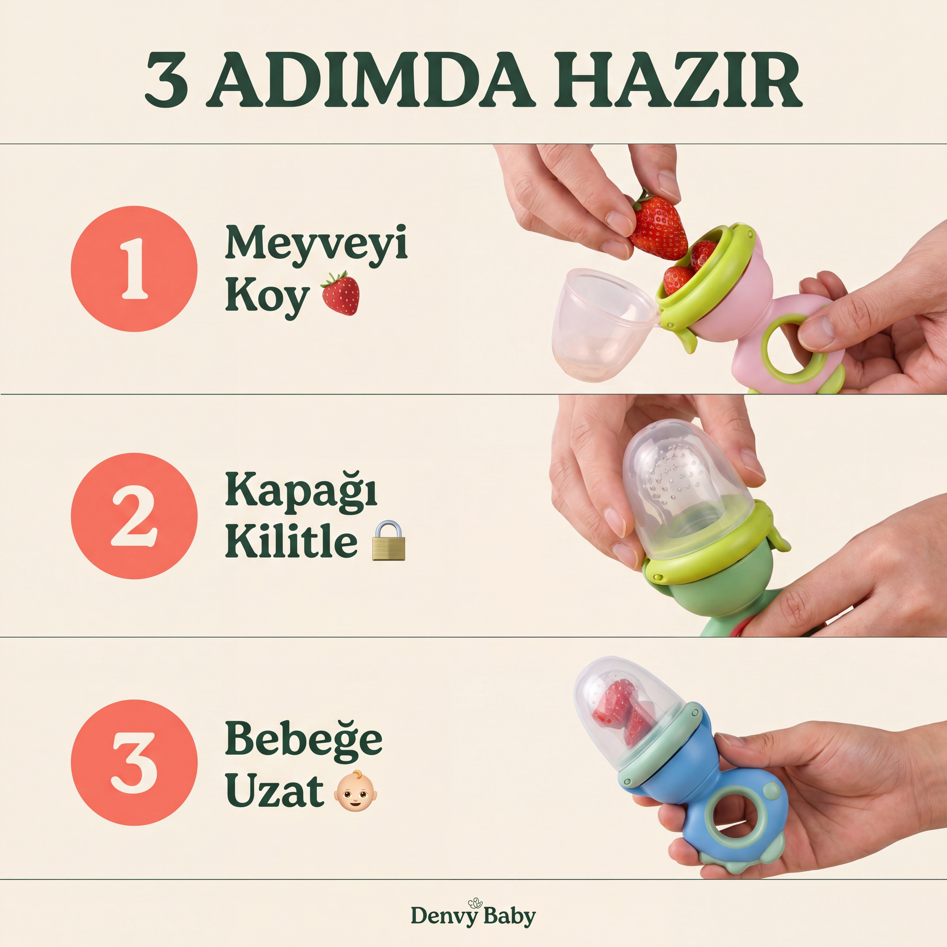 Bebepia Emzik ve Diş Kaşıyıcı Bebek Meyve Süzgeci